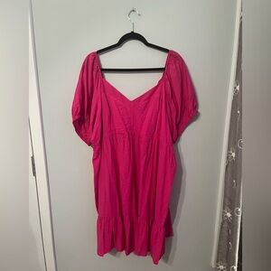 Nine West V-Neck Hot Pink Tiered Dress